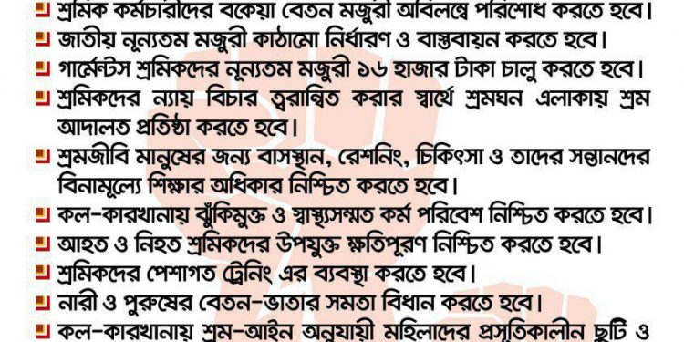 আন্তর্জাতিক শ্রমিক দিবসের ডাক ২০১৮