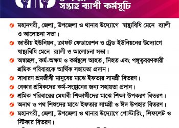 ১মে আন্তর্জাতিক শ্রমিক দিবস-২০২১ উপলক্ষে ১-৭ মে সপ্তাহব্যাপী কর্মসূচি